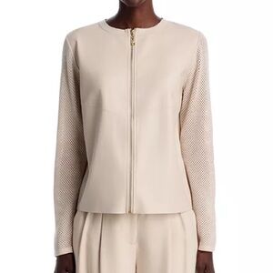 Sioni | Cream Women's Blazer with Mesh Sleeves